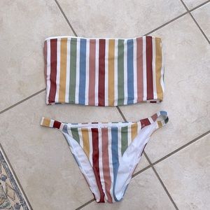 LA hearts striped bikini
